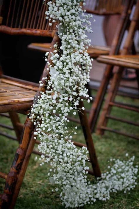 Wedding Arch Garland, Wedding Ceremony Chairs, Gypsophila Wedding, Ceremony Chairs, Babies Breath, Villa Wedding, Wedding Elegant, Real Weddings Photos, Ceremony Arch