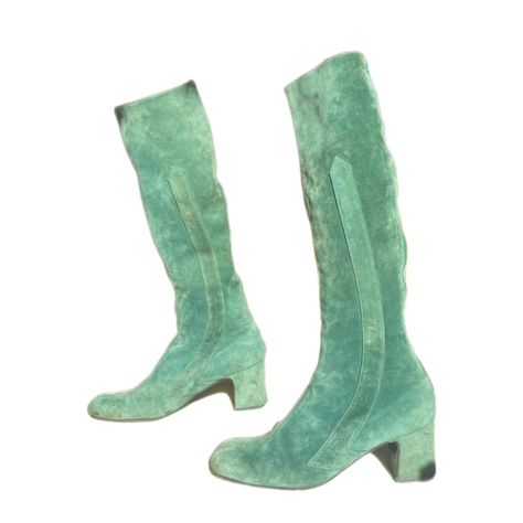 Vintage 60s 70s suede gogo boots Green knee high... - Depop The Fine Print, Gogo Boots, Fine Print, Heeled Loafers, Vintage 60s, Knee High, Loafers, Size 7, Boots