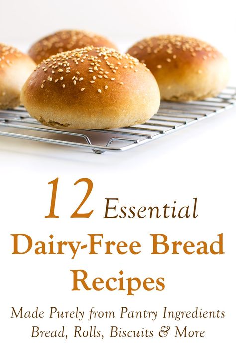 12 Key Dairy-Free Bread Recipes made from Your Pantry Gluten Free Bread Rolls, Dinner Dairy Free, Fluffy Recipe, Dairy Free Biscuits, Whole Wheat Bread Recipe, Dairy Free Bread, Vegan Pumpkin Bread, Dairy Free Breastfeeding, Cheese Alternatives