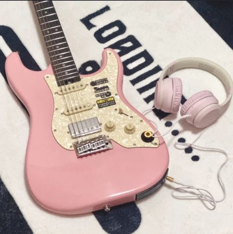 Pink Rockstar Aesthetic, Pink Guitar Wallpaper, Acoustic Guitar Design, Background Zoom, Pink Guitar, Pink Music, Electric Guitar Design, Rockstar Aesthetic, Guitar Obsession