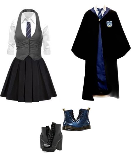 Hogwarts Uniform Shifting, Hogwarts Houses Uniforms, Ravenclaw Outfit Uniform, Hogwarts Uniform Aesthetic Ravenclaw, Harry Potter Clothes Ravenclaw, Hogwarts Student Outfit, Harry Potter Ravenclaw Uniform, Ravenclaw Party Outfit, Raven Claw Uniform