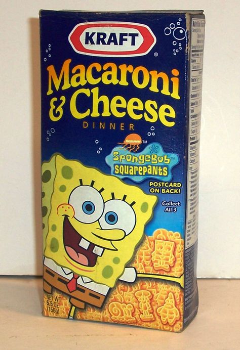 2003 Spongebob Kraft Macaroni and Cheese. I had this exact box SO many times as a child. 2000s Food, 2000s Childhood Memories, Discontinued Food, Bob Sponge, Kraft Mac N Cheese, Childhood Aesthetic, Childhood Memories 90s, Nostalgia Core, Childhood Memories 2000