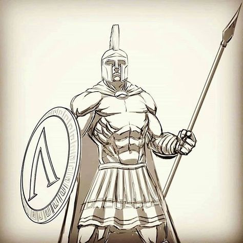 Roman Legionary Art, Gladiator Sketch, Gladiator Drawing, Spartan Drawing, Ares Fanart, Roman Drawings, St Michael Tattoo, Soldier Drawing, Greek Soldier