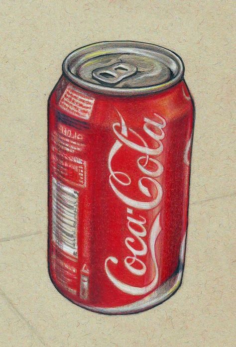 Can Of Coke, Genos Wallpaper, Coke Can, Color Pencil Sketch, Prismacolor Art, Pencil Drawing Tutorials, Colored Pencil Artwork, Object Drawing, Black Pen