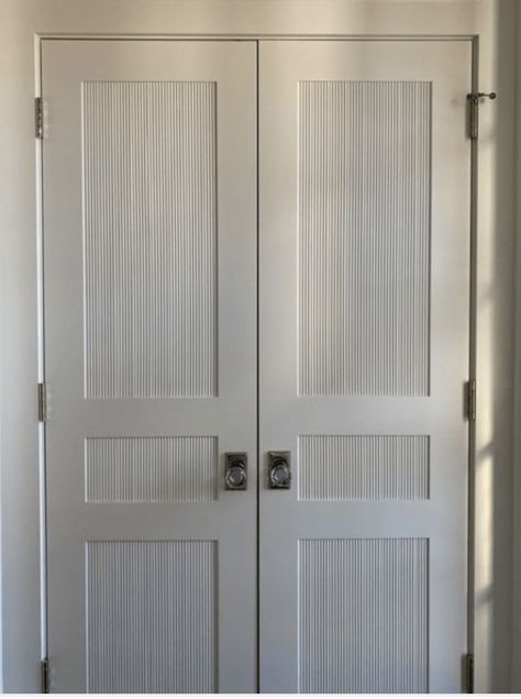 Fluted Wardrobe Doors, Reeded Moulding, 3 Panel Interior Doors, Cupboard Ideas Bedroom, Reeded Door, Chair Rail Moulding, Door Texture, Chair Rail Molding, Trim Ideas