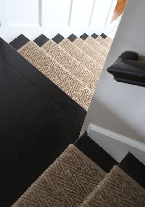 // r u n n e r Stair Runner Half Landing, Styling Stair Landing, Stairs Makeover Black, No Slip Stairs, Half Carpet Stairs, Stair Runner Turned Stairs, Stair Runner With Turn, Simple Stair Runner, End Of Stairs Wall Decor