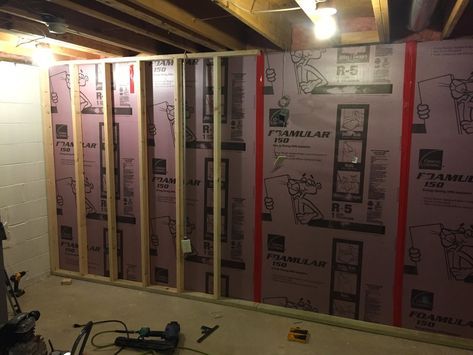 Framing Basement Walls, Basement Insulation, Finish A Basement, Basement Paint Colors, Basement Carpet, Basement Layout, Basement Remodel Diy, Kallax Regal, Diy Basement