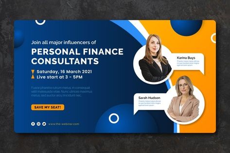 Webinar banner invitation template Free ... | Free Vector #Freepik #freevector #banner #business #invitation #technology Banner Design Horizontal, Webinar Ads, Webinar Banner, Webinar Invitation, Webinar Design, Twitch Banner, Black Friday Banner, Banner Design Layout, Business Presentation Templates