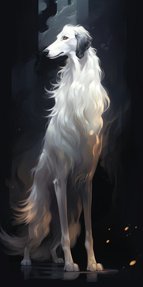 Fantasy Dog, Borzoi Art, Fantasy Worldbuilding, Dnd Portraits, Underwater Kingdom, Kingdom Art, Wolf Drawing, Creature Concept Art, Creature Concept