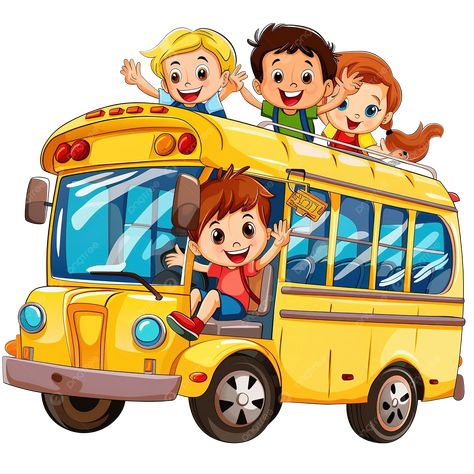 School Bus Clipart, Bus Cartoon, Welcome To School, School Cartoon, Fall Music, Happy Children, Inspiration Painting, Back Back, Black And White Tree