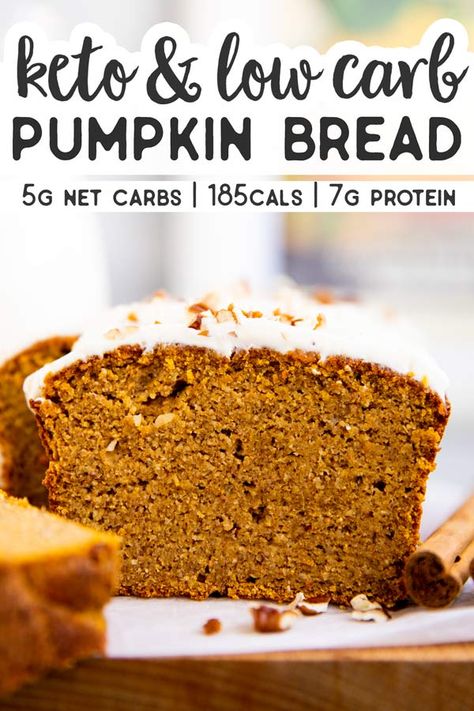 Keto Pumpkin Bread | Low Carb, Gluten Free, THM S, Keto, Sugar Free Keto Pizza Crust Almond Flour, Bariatric Sweets, Bread Instant Pot, Thm Deserts, Keto Pumpkin Bread, Keto Favorites, Gluten Free Pumpkin Bread, Keto Thanksgiving, Pumpkin Loaf