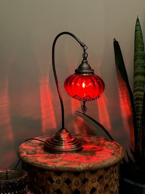 6 Variation Swan Neck Turkish Moroccon Lamps Oriental Lamps - Etsy Bedroom Side Lamps, Mosaic Lights, Red Buffet, Interesting Aesthetic, Mosaic Lamps, Red Mosaic, Turkish Mosaic Lamp, Romantic Ambiance, Traditional Table Lamps