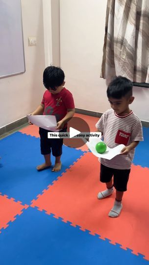 522 reactions · 137 shares | This quick and easy activity allows children  to exercise  🔺large muscle movement,  🔺hand eye coordination and  🔺spatial awareness.  #easyactivitiesforkids #handeyecoordination #spatialawareness #kidsactivities #paperandball | Sargam S. Racca’s Kids Time | LÒNIS & Daphne Willis · Good to Go Activity For Class Nursery, Activity For Pre Nursery Kids, Eye And Hand Coordination Activities, Eye Hand Coordination Activities Kids, Simple Activity For Kids, Spatial Awareness Activities Preschool, Preschool Physical Activities, Hand Eye Coordination Activities Kids, Physical Activities For Kids Preschool