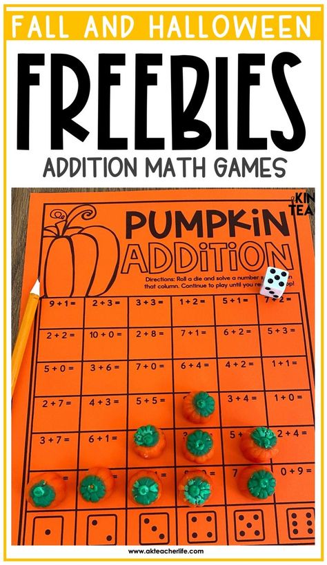 Fall Addition And Subtraction Activities, Fall Math Games 2nd Grade, Pumpkin Math 2nd Grade, Fall Math Activities Elementary, Fall Math Activity 2nd Grade, Halloween Addition Activities, Halloween Math Activities 1st Grade, Addition To 10 Activities, 2nd Grade November Activities