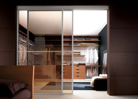 Italian Belligotti brown closet clean lines, tinted glass doors, warm medium tone woods Brown Tinted Glass Wardrobe, Tinted Glass Wardrobe, Best Wardrobe Designs, Latest Wardrobe Designs, Corner Wardrobe Closet, Small Closet Design, Modern Wardrobe Design, Wardrobe Design Ideas, Clever Closet