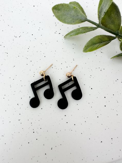 Instrument Earrings, Music Note Earrings, School Earrings, Teacher Earrings, Nature Colors, Handmade Clay Jewelry, Teacher Appreciation Gift, Music Note, Teacher Outfits