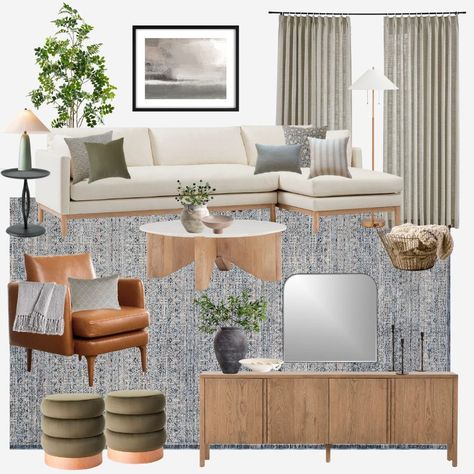 FULL LIVING ROOM DESIGN CONCEPT WITH FURNITURE AND DECOR UNDER $10,000 (taxes and shipping excluded). Purchase includes the digital mood board shown, and a PDF shopping list with clickable links for easy ordering. *While we try to update our order lists frequently, there are products that can quickly sell out or get back-ordered. If this happens, you can message us and we will send you a substitution item as quickly as we can. Contemporary Living Room Grey, Salons Cottage, Modern Coastal Living Room, Havenly Living Room, Design Salon, Cottage Living Rooms, Coastal Living Rooms, Neutral Living Room, Coastal Living Room