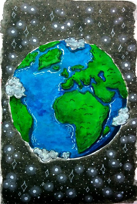 World Drawing Earth Sketch, Realistic Earth Drawing, Life On Planet Earth Drawing Competition, Earth Drawing Aesthetic, Earth Drawing Simple, Earth Graffiti, Painting Of Earth, Drawing Of Earth, Planet Earth Drawing