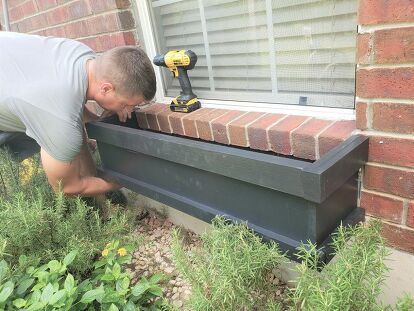 Window Sill Planter Box Diy, Window Box On Brick House, Under Window Planter Boxes, Window Boxes On Brick House, Hanging Window Boxes, Window Box Planters, Wooden Window Boxes, Box Planters, Window Boxes Diy