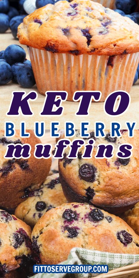 close up images of keto blueberry muffins stacked in a basket and on a wood table with fresh blueberries next to it. Sugar Free Blueberry Muffins, Low Carb Blueberry Muffins, Dolce Poche Calorie, Keto Blueberry Muffins, Gluten Free Blueberry Muffins, Keto Blueberry, Low Carb Low Fat Recipes, Baking Powder Uses, Low Carb Muffins