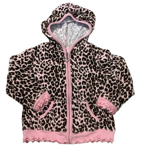 Greendog Pink & Black Animal Leopard Print Hoodie Coat Jacket Double Ruffles On Sleeves & Hem 4/4t Nwot Cpm. 6.3. Dr 2 Sweater Mcbling Clothing, Pink Winter Clothes, Gyaru Clothing, Leopard Y2k, Leopard Print Clothes, Pink Winter Outfit, Y2k Zip Up Hoodie, Leopard Print Outfit, Leopard Print Hoodie