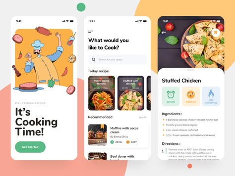 Web And App Design, Restaurant App, Recipe Web, Recipe App, Desain Ui, Cooking App, Application Mobile, App Design Inspiration, Food Website