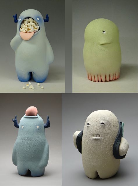 Clay Characters Character Design, Clay Character Sculpture, Pottery Characters, Ceramic Toys, Ceramic Characters, Ceramic Monsters, Clay Characters, 3d Karakter, Art Toys Design