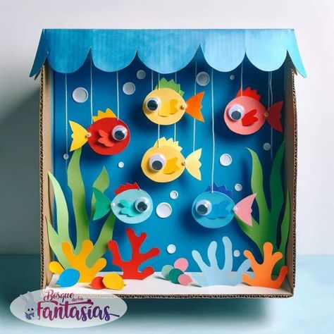 Schools, Colleges & University - Education Foam Sheet Animal Craft, Aquarium Craft Preschool, Aquarium Crafts For Kids, Craft Ideas For Students, Cardboard Aquarium, Aquarium Craft, Creative Craft Ideas, Hand Art Kids, Coconut Shell Crafts