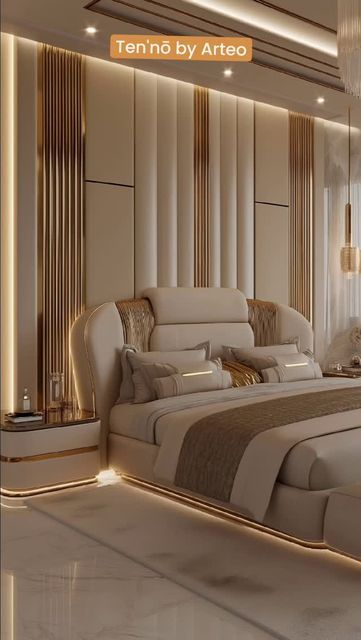 Luxury Bedroom Pop Design, Royal Luxury Bedroom Furniture, Hotel Inspired Bedroom, Golden Aura, Natural Bedroom Decor, Bedroom Pop Design, Unique Bedroom Design, Neutral Bedroom Decor, Natural Bedroom