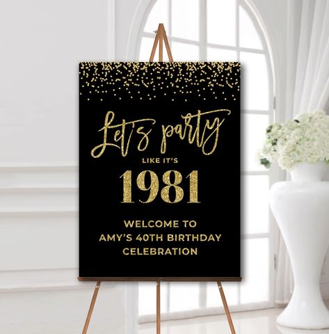 40th Birthday Welcome Board, Party Easel Sign, Welcome Sign Birthday, Foam Board Sign, Moms 60th, 40th Birthday Party Decorations, Party Entrance, Birthday Welcome Sign, 40th Birthday Party