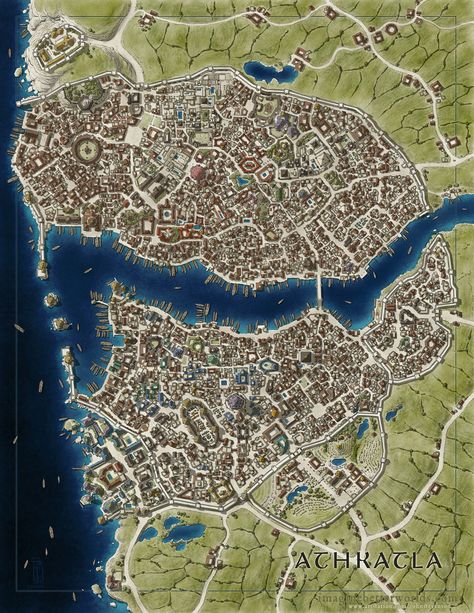 ArtStation - AthKatla Fantasy City Map, Fantasy Map Making, Dnd World Map, Fantasy Town, Imaginary Maps, Fantasy World Map, Tabletop Rpg Maps, Rpg Map, Town Map