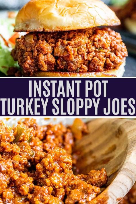 These Instant Pot Sloppy Joes are quick and easy to make, ready in only 30 minutes and a hit with everyone in the family. This classic is made healthier by swapping in ground turkey for beef. Insta Pot Sloppy Joes Easy, Instant Pot Recipes With Ground Turkey, Ground Turkey Recipes For Dinner Instant Pot, Instant Pot Ground Turkey Recipes Easy, Crockpot Recipes Turkey Ground, Insta Pot Ground Turkey, Ground Turkey Recipes Instant Pot, Sloppy Joe Recipe With Ground Turkey, Crockpot Recipes Ground Turkey