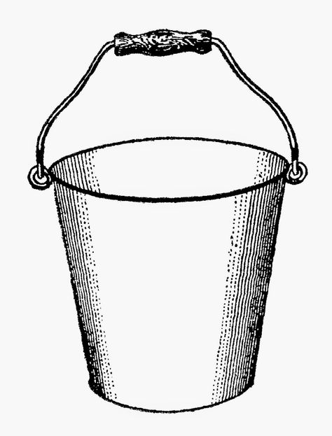 Antique Images: bucket-- this would be great to put on a page with your bucket list Bucket Drawing Simple, List Illustration, Bucket Drawing, Water Pail, Bucket Of Water, Printable Clip Art, Gran Hotel, Water Drawing, Victorian Scrap