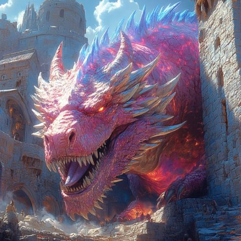 🌷🌷🌷 Dragons Artwork, Dragon Inspiration, Mystic Dragon, Pink Dragon, Monster Mash, Blue Dragon, Dragon Artwork, Peek A Boo, Aesthetic Art