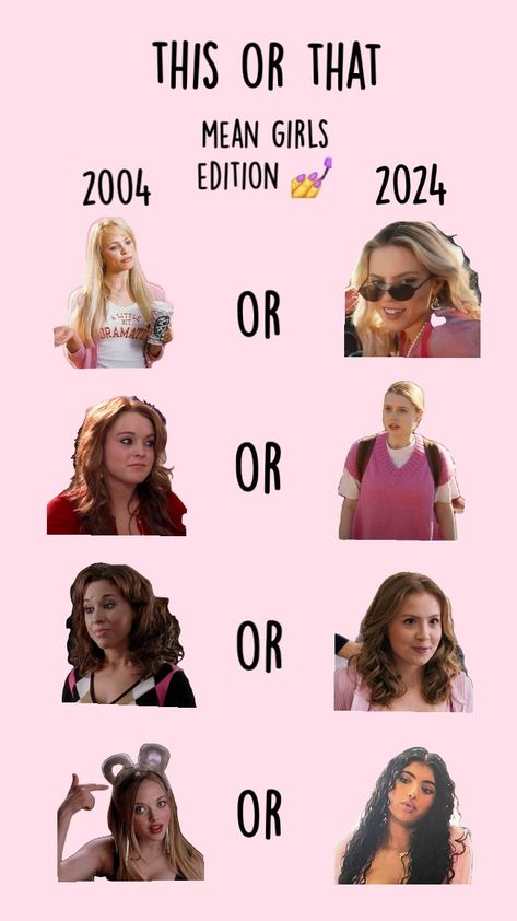 mean girls this or that 💅 #meangirls #thisorthat #blowup #fyp Mean Girls Quiz, Mean Girls Rules, Janice Mean Girls, Mean Girls Janis, Mean Girls Plastics, Mean Girls Meme, Mean Girls Humor, 2000s Girl, Mean Girl