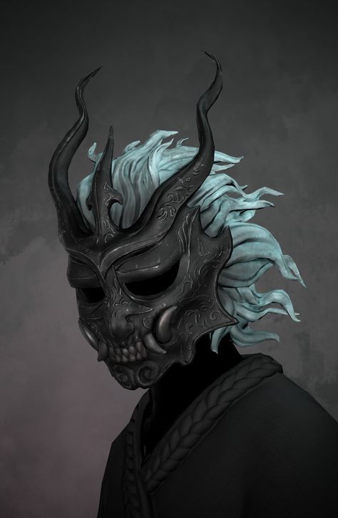 Character With Mask Art, Anime Mask Art, Mask Character Design, Victor Tattoo, Mask Concept Art, Shadow Slave, Villain Mask, Demon Mask, Dark Fantasy Artwork