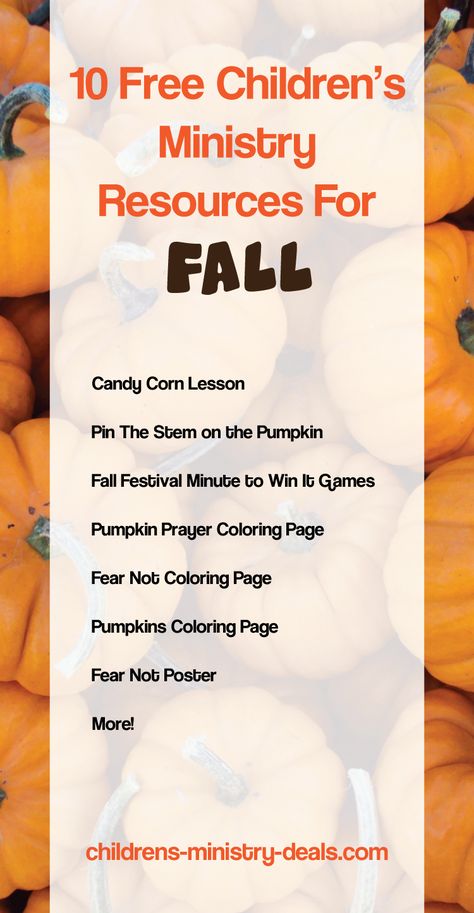 FREE October Children's Ministry Resources Childrens Ministry Deals, Children Church, Fall Candy, Minute To Win It Games, Get Ready For Fall, Pumpkin Coloring Pages, Kids Ministry, Minute To Win It, Sunday School Lessons