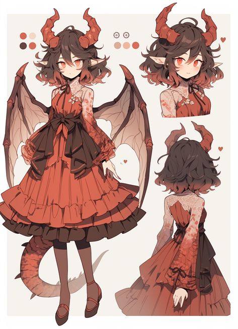 Dragonfae Oc Character Reference, Fantasy Oc Drawing, Dragon Girl Character Design, Dragons Character Design, Dragon Girl Oc, Dragon Girl Art, Dragon Vtuber, Character Design Inspiration Concept Art, Doll Character Design