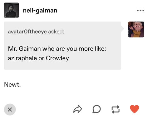 Good Omens Oneshots, Neil Gaiman Good Omens Tweet, Good Omens Birthday Cake, Neil Gaiman Tumblr Good Omens, Good Omens Neil Gaiman, Neil Gaiman Funny, Good Omens Tumblr Posts, Neil Gaiman Good Omens, Good Omens Text Post