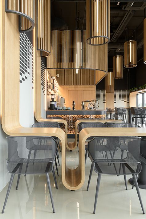 Modern Coffee Shop, Cafe Interior Design, Restaurant Interior Design, Commercial Interior Design, Restaurant Interior, Cafe Interior, Cafe Design, Commercial Design, Commercial Interiors