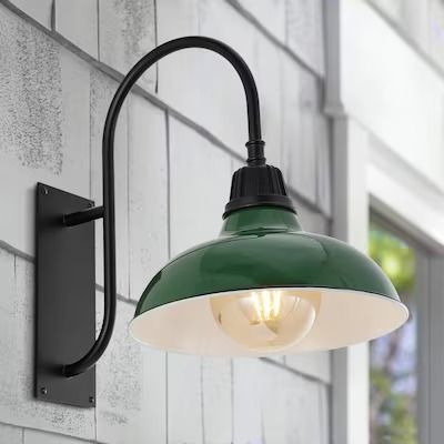 Gooseneck outdoor light at Lowes.com: Search Results Outdoor Light Fixture, Farmhouse Wall Lighting, Shiplap Walls, Farmhouse Designs, Outdoor Light Bulbs, Farmhouse Industrial, Metal Wall Light, Hospitality Projects, Outdoor Sconces