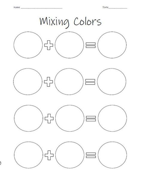 Color Mixing Worksheet Free Printables, Color Mixing Template, Color Theory For Kids, Mixing Colors Chart, Mixing Colors Activities, Color Mixing Activities Preschool, Color Wheel Activities, Color Mixing Worksheet, Color Mixing Activities