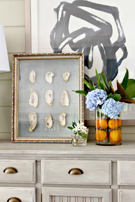 Oyster Shell Mirror, Oyster Shells Decor, Oyster Shell Art, Oyster Shell Crafts, Shell Mirror, Shell Crafts Diy, Shell Decor, Oyster Shells, Beach Crafts