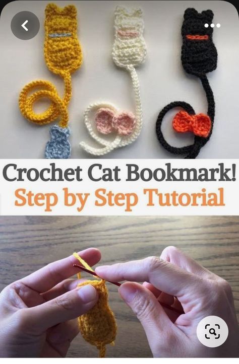 Crochet Cat Bookmark Pattern, Book Crochet Pattern Free, Animal Crochet Bookmark, How To Make Crochet Bookmarks, How To Make A Crochet Bookmark, Bookmarks To Crochet, Crochet Projects Bookmarks, Free Crochet Bookmarks Patterns, Easy Crochet Crafts For Beginners