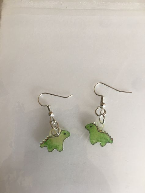 Cottegcore Earrings, Dinosaur Earrings Diy, Cute Funky Earrings, Cute Fun Earrings, Shrink A Dink Ideas, Fun Jewelry Aesthetic, Shrinking Plastic Earrings, Funky Earrings Aesthetic, Shrink Paper Earrings