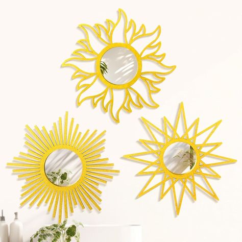 Amazon.com: Zzbakress 3 Pieces Gold Round Mirrors for Wall Decor,Wood Wall Mirrors Home Décor (Gold) : Home & Kitchen Fun Living Room, Gold Mirrors, Round Mirror Decor, Round Gold Mirror, Wall Decor Wood, Gold Mirror Wall, Circular Mirror, Wood Wall Mirror, Mirrors Wall