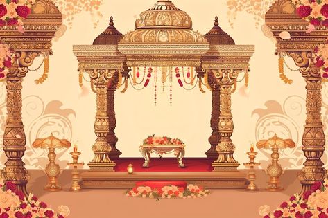 Wedding Mandap Illustration, Mandap Illustration, Indian Wedding Mandap, Mandap Decoration, Indian Illustration, Digital Invitations Wedding, Indian Wedding Video, Bff Gifts Diy, Mandap Decor