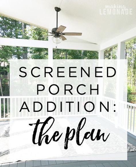 adding a screened porch - they worked with architect + builders Screened Porch Addition, Screened In Porch Plans, Deck Addition, Porch Interior, Three Season Porch, Porch Design Ideas, Screened Porch Designs, Making Lemonade, Screened In Deck