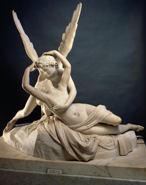 Antonio Canova - Amore e Psiche (EN: Psyche Revived by Cupid's Kiss), 1787-93 Musee Du Louvre, Antonio Canova, Paris Canvas, Cupid And Psyche, Paris Poster, Ancient Sculpture, Giclee Painting, Louvre Paris, Marble Statues