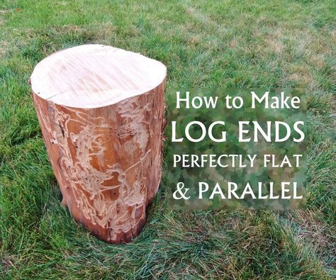 I like to make stuff out of logs, and lately I've done a couple of projects where I needed the ends to be perfectly flat and parallel.For most log projects you could probably just use a chainsaw and get the ends close enough. However, when "close enough" isn't good enough, here's the method I use. This requires some scrap plywood and basic tools like a router, drill, level, and clamps. Furniture Made From Tree Logs, Cedar Crafts, Log Furniture Diy, Router Drill, Cedar Wood Projects, Wood Log Crafts, Log Projects, Rustic Log Furniture, Stump Table